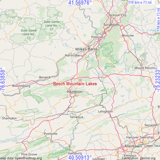 Beech Mountain Lakes on map