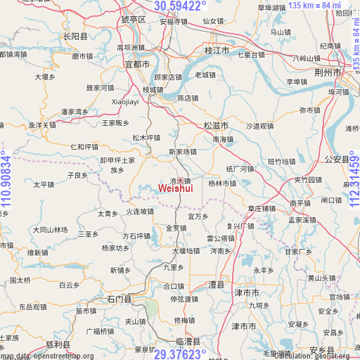 Weishui on map