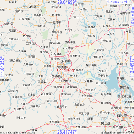 Dongjiang on map