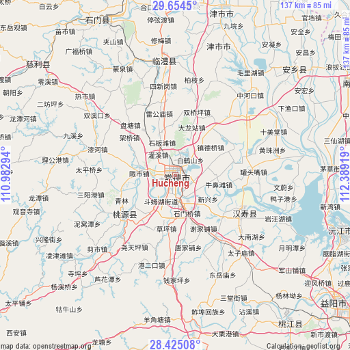 Hucheng on map