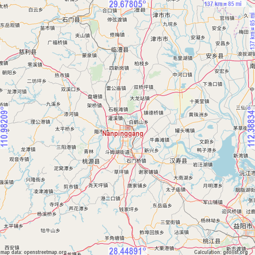 Nanpinggang on map