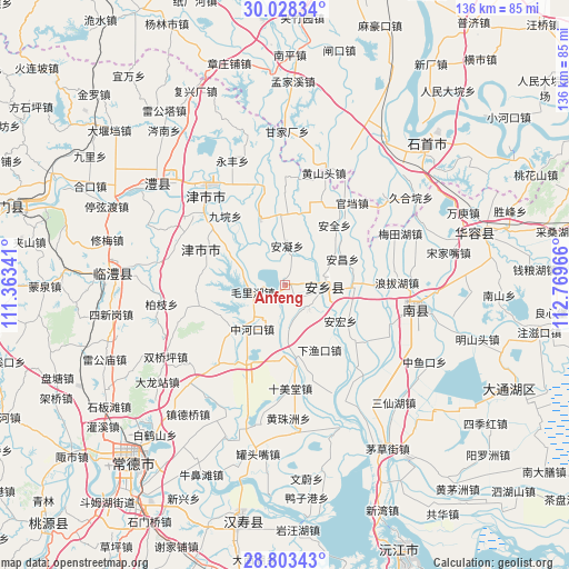 Anfeng on map