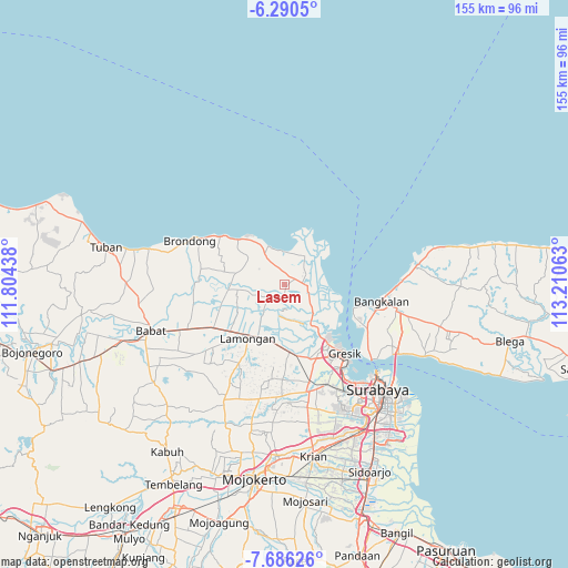 Lasem on map