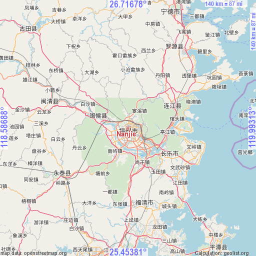 Nanjie on map