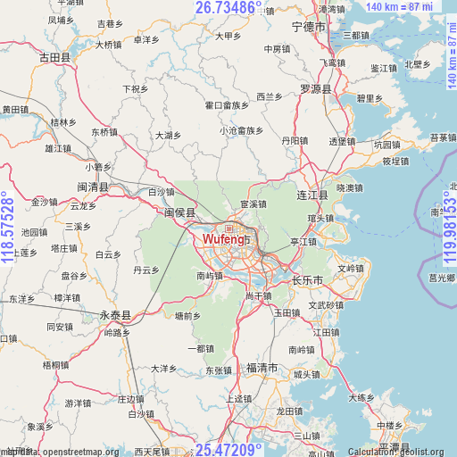 Wufeng on map