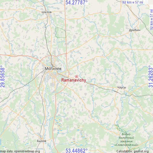 Ramanavichy on map