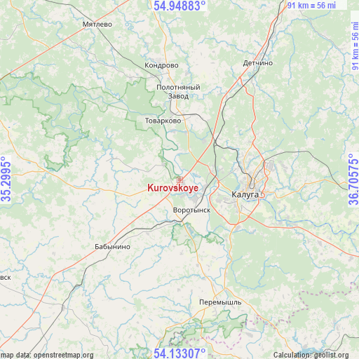 Kurovskoye on map