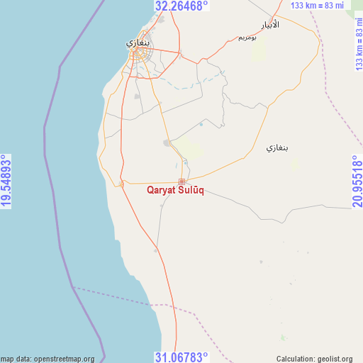 Qaryat Sulūq on map