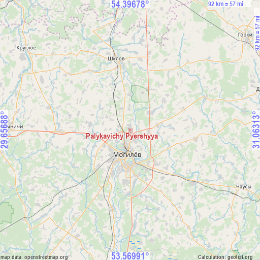 Palykavichy Pyershyya on map