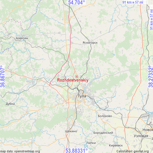 Rozhdestvenskiy on map