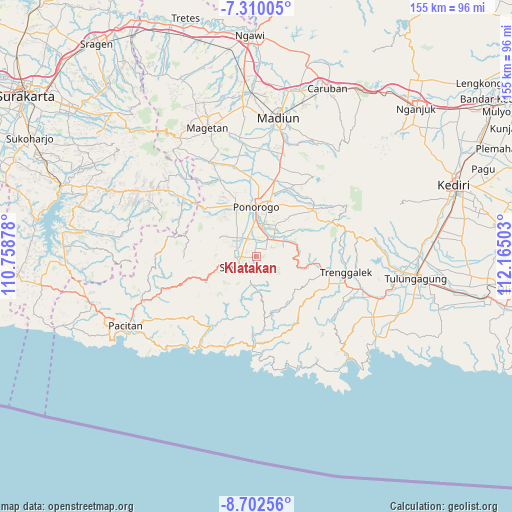 Klatakan on map