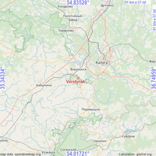 Vorotynsk on map
