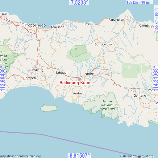 Bedadung Kulon on map