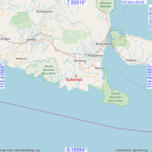 Sukorejo on map