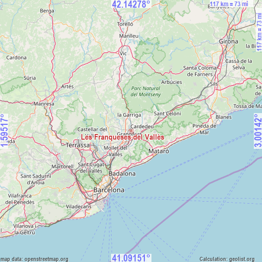 Les Franqueses del Vallès on map