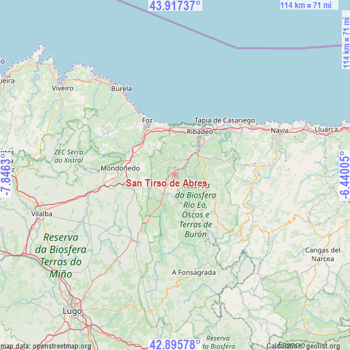 San Tirso de Abres on map