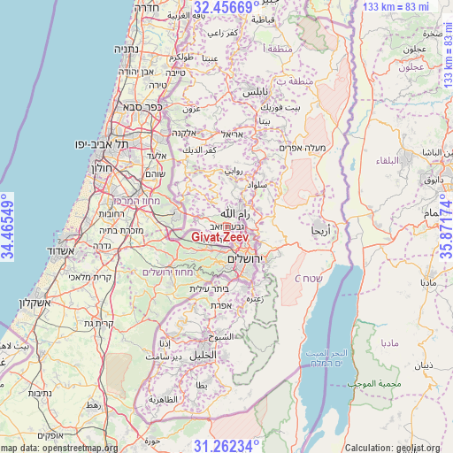 Givat Zeev on map