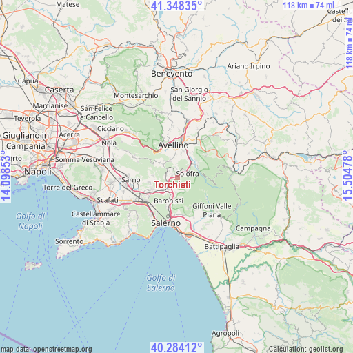 Torchiati on map