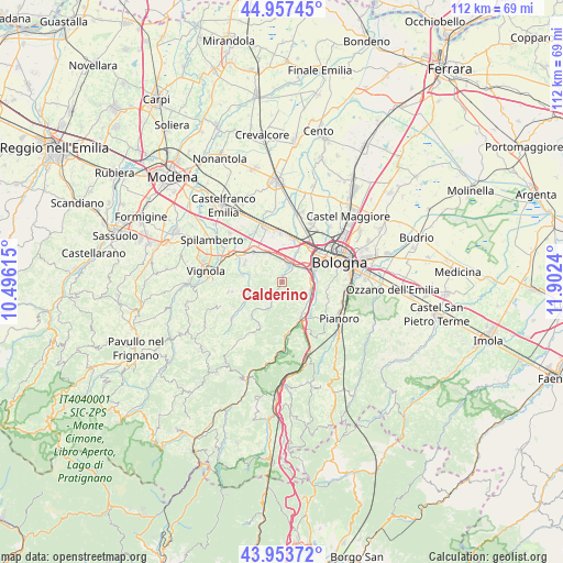 Calderino on map