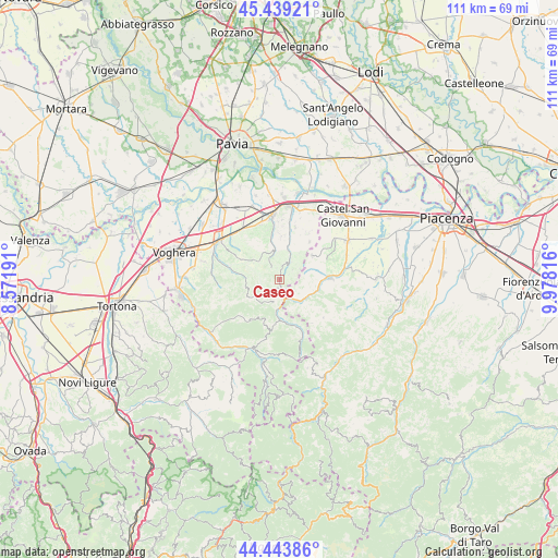 Caseo on map