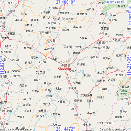 Xiadong on map