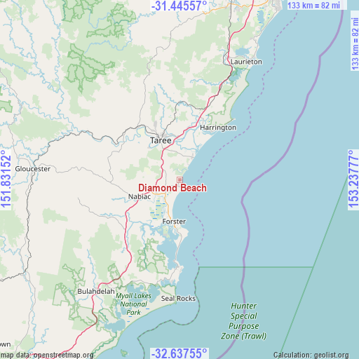 Diamond Beach on map