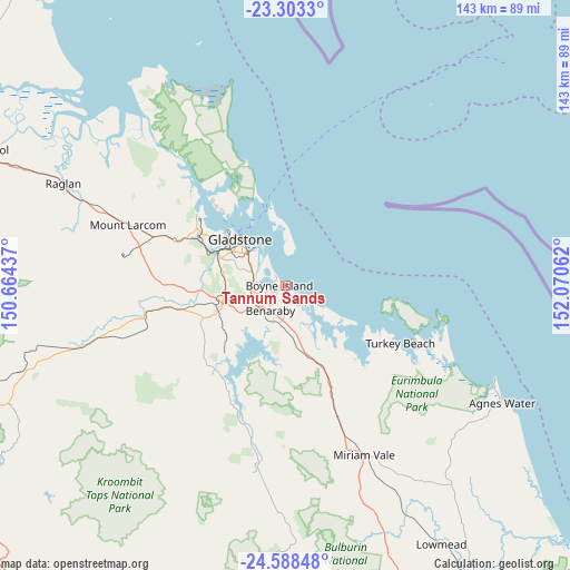 Tannum Sands on map