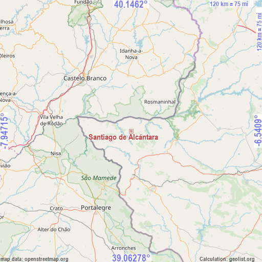 Santiago de Alcántara on map