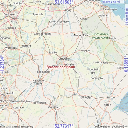 Bracebridge Heath on map