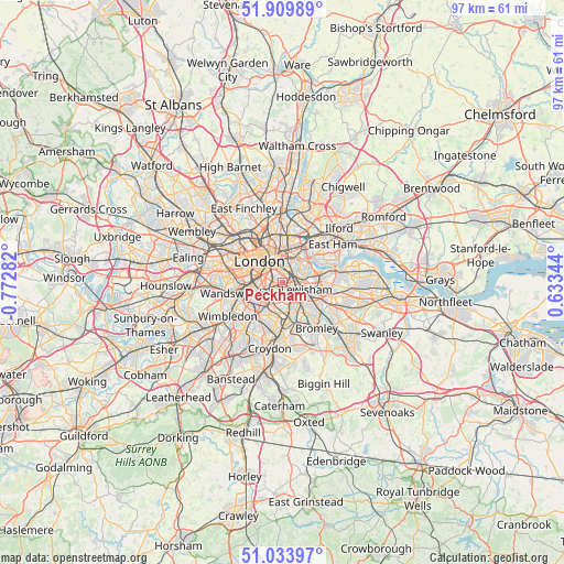 Peckham on map