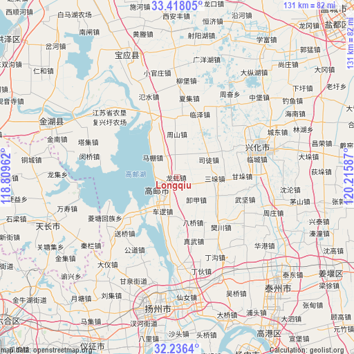 Longqiu on map