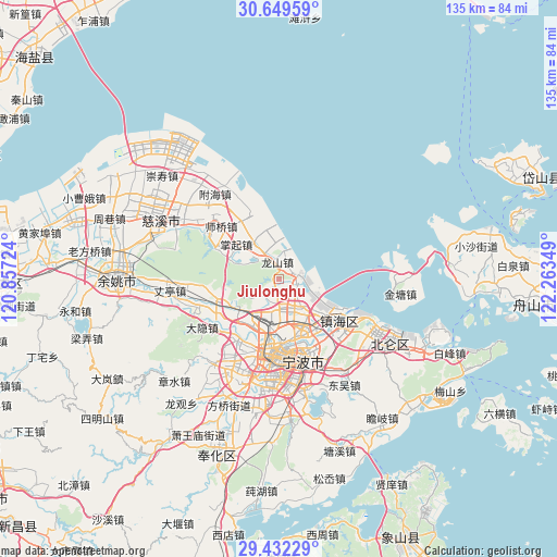 Jiulonghu on map