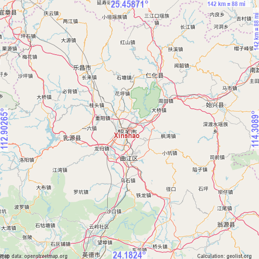 Xinshao on map