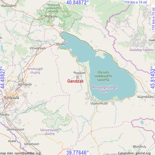 Gandzak on map