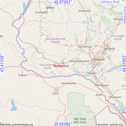 Metsamor on map