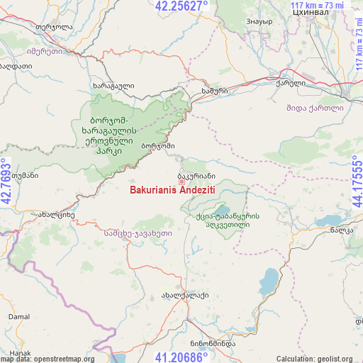 Bakurianis Andeziti on map