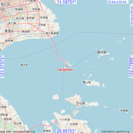 Yangshan on map