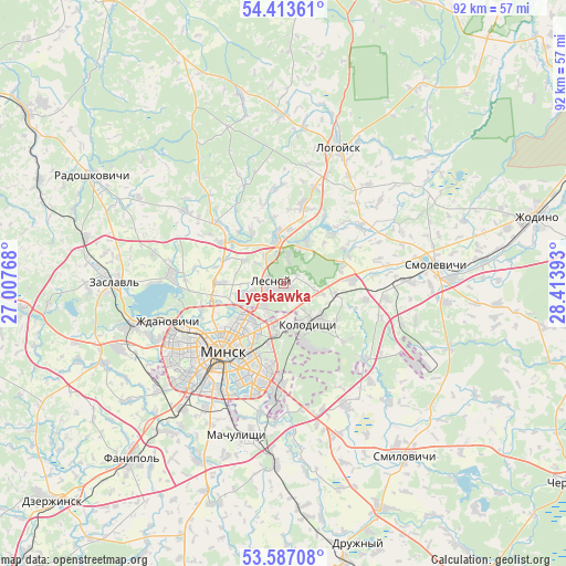 Lyeskawka on map