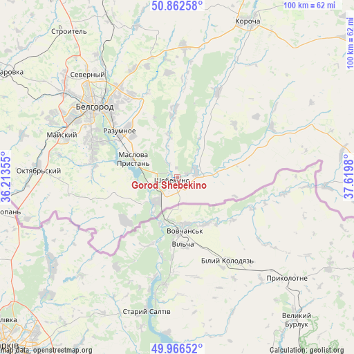 Gorod Shebekino on map