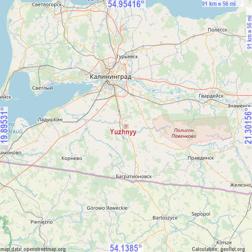 Yuzhnyy on map