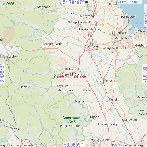 Catterick Garrison on map