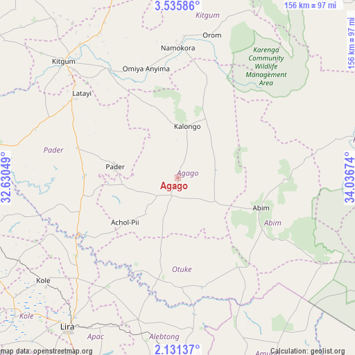 Agago on map