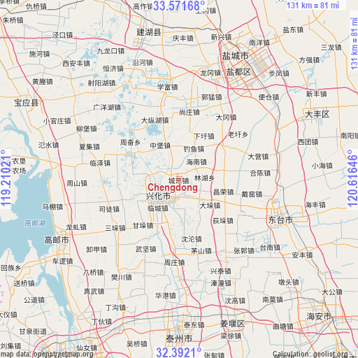 Chengdong on map