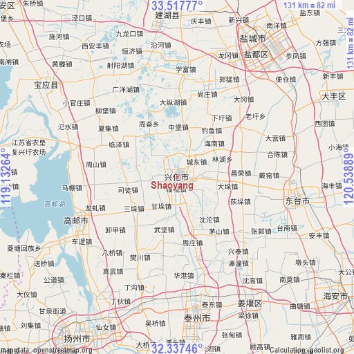 Shaoyang on map