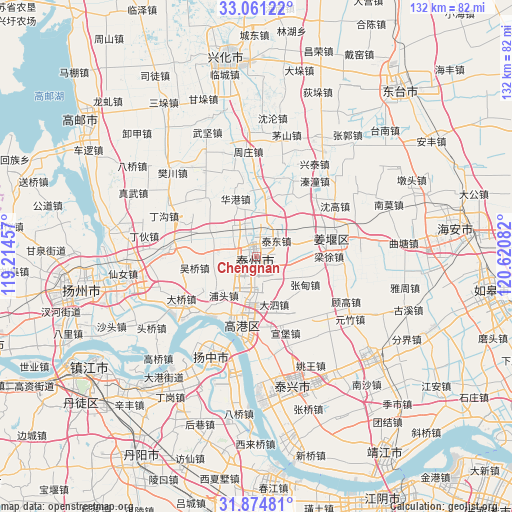 Chengnan on map