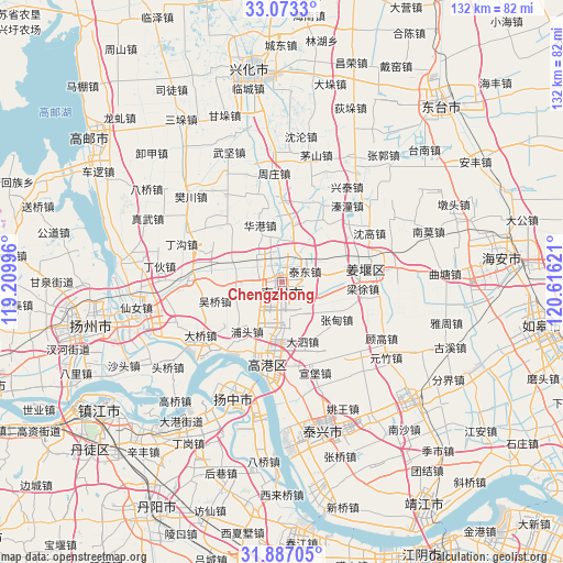 Chengzhong on map