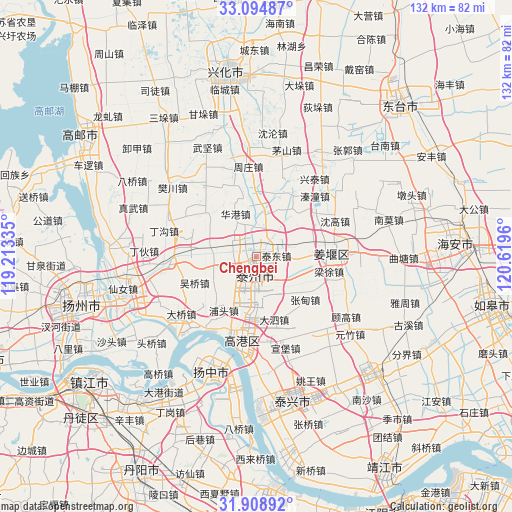 Chengbei on map