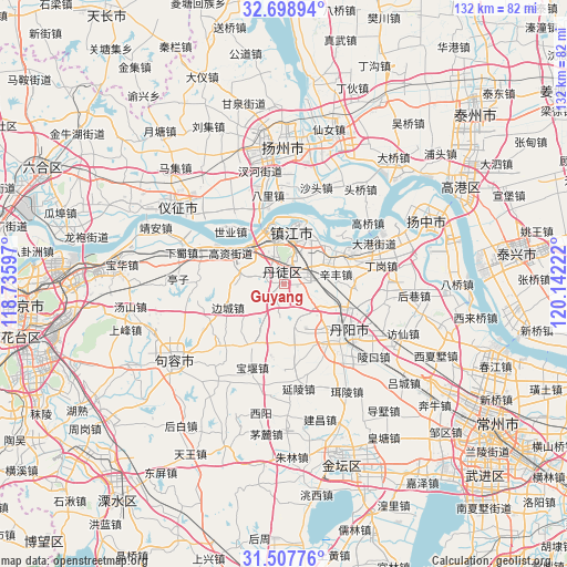 Guyang on map