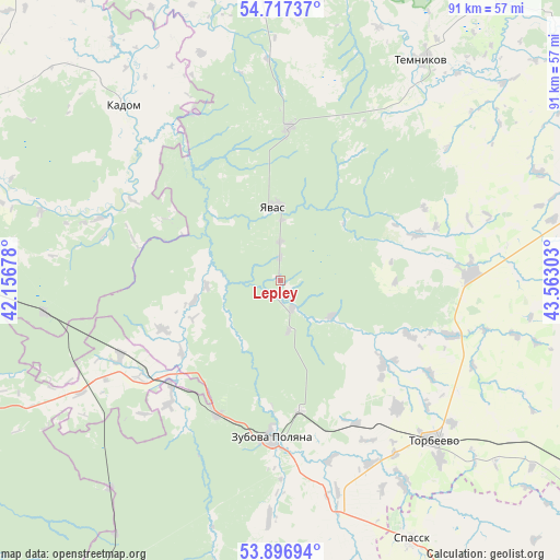 Lepley on map
