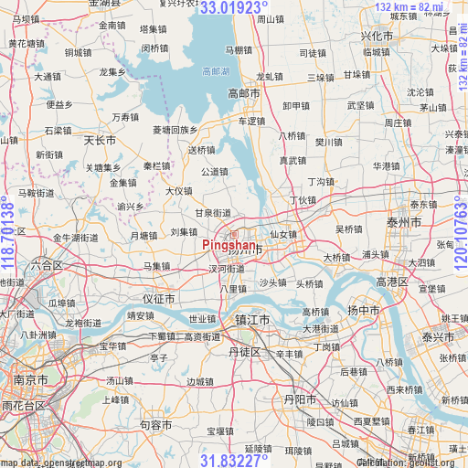 Pingshan on map